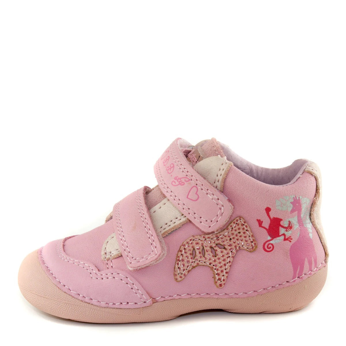 D.D. Step Toddler Girl Shoes Light Pink Africa Theme - Supportive Leather From Europe Kids Orthopedic - shoekid.ca