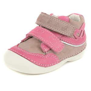D.D. Step Toddler Girl Shoes Beige And Pink With Heart - Supportive Leather From Europe Kids Orthopedic - shoekid.ca