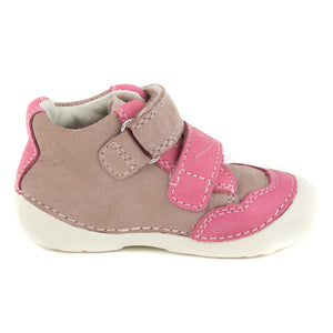 D.D. Step Toddler Girl Shoes Beige And Pink With Heart - Supportive Leather From Europe Kids Orthopedic - shoekid.ca