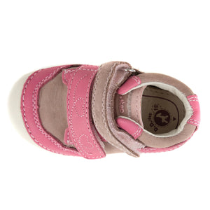 D.D. Step Toddler Girl Shoes Beige And Pink With Heart - Supportive Leather From Europe Kids Orthopedic - shoekid.ca