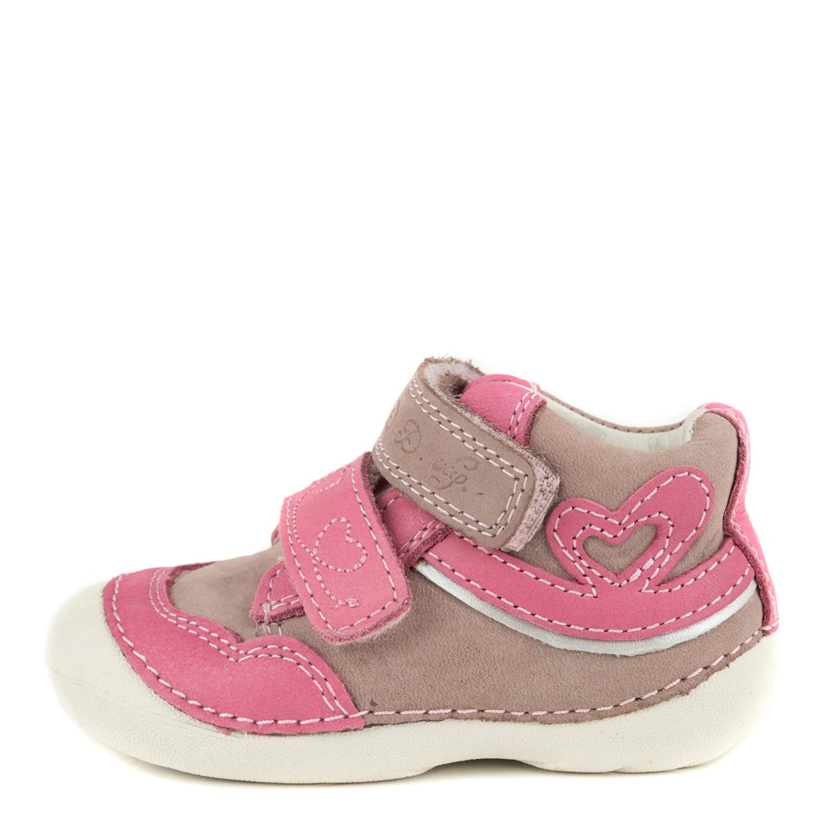 D.D. Step Toddler Girl Shoes Beige And Pink With Heart - Supportive Leather From Europe Kids Orthopedic - shoekid.ca