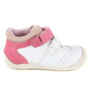 D.D. Step Toddler Girl Shoes White And Pink Butterfly Theme - Supportive Leather From Europe Kids Orthopedic - shoekid.ca