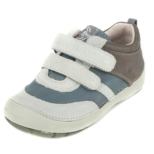 D.D. Step Little Kid Boy Shoes Grey And Brown - Supportive Leather From Europe Kids Orthopedic - shoekid.ca