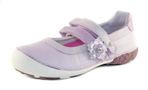 D.D. Step Little Kid Double Strap Girl Dress Shoes Violet With Flower - Supportive Leather From Europe Kids Orthopedic - shoekid.ca