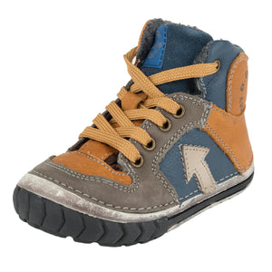 D.D. Step Toddler Boy Shoes/Winter Boots With Faux Fur Insulation Blue And Bronze Arrow - Supportive Leather Shoes From Europe Kids Orthopedic - shoekid.ca