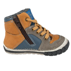 D.D. Step Toddler Boy Shoes/Winter Boots With Faux Fur Insulation Blue And Bronze Arrow - Supportive Leather Shoes From Europe Kids Orthopedic - shoekid.ca