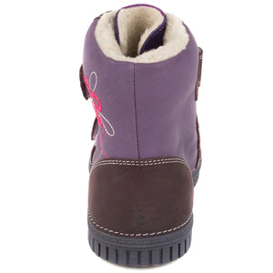 D.D. Step Big Kid Girl Shoes/Winter Boots With Faux Fur Insulation Violet And Burgundy - Supportive Leather Shoes From Europe Kids Orthopedic - shoekid.ca