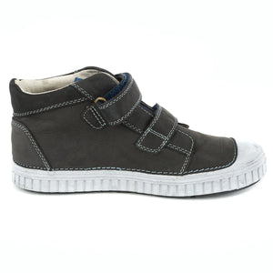 D.D. Step Big Kid Boy High-Top Shoes Black - Supportive Leather From Europe Kids Orthopedic - shoekid.ca