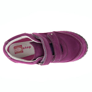 D.D. Step Big Kid Girl Double Strap Shoes Purple - Supportive Leather From Europe Kids Orthopedic - shoekid.ca