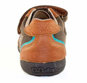 D.D. Step Little Kid Boy Shoes Brown With Beige Graffiti - Supportive Leather From Europe Kids Orthopedic - shoekid.ca