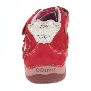 D.D. Step Toddler Girl Shoes Red With Silver Heart - Supportive Leather From Europe Kids Orthopedic - shoekid.ca