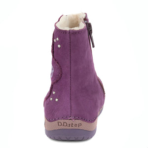 D.D. Step Toddler Girl Winter Boots With Faux Fur Insulation Lavender Flower Cute For Little Girls - shoekid.ca