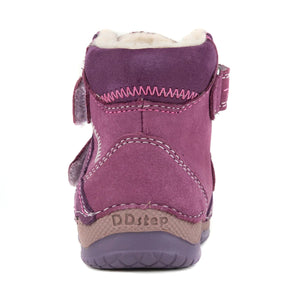 D.D. Step Toddler Girl Shoes/Winter Boots With Faux Fur Insulation Violet Double Velcro - Supportive Leather Shoes From Europe Kids Orthopedic - shoekid.ca