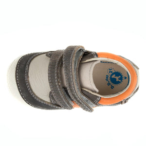 D.D. Step Toddler Boy Shoes Grey With Orange And Black Decor - Supportive Leather From Europe Kids Orthopedic - shoekid.ca