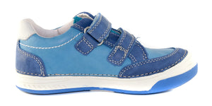 D.D. Step Little Kid Boy Shoes Bermuda Blue With Stripes - Supportive Leather From Europe Kids Orthopedic - shoekid.ca