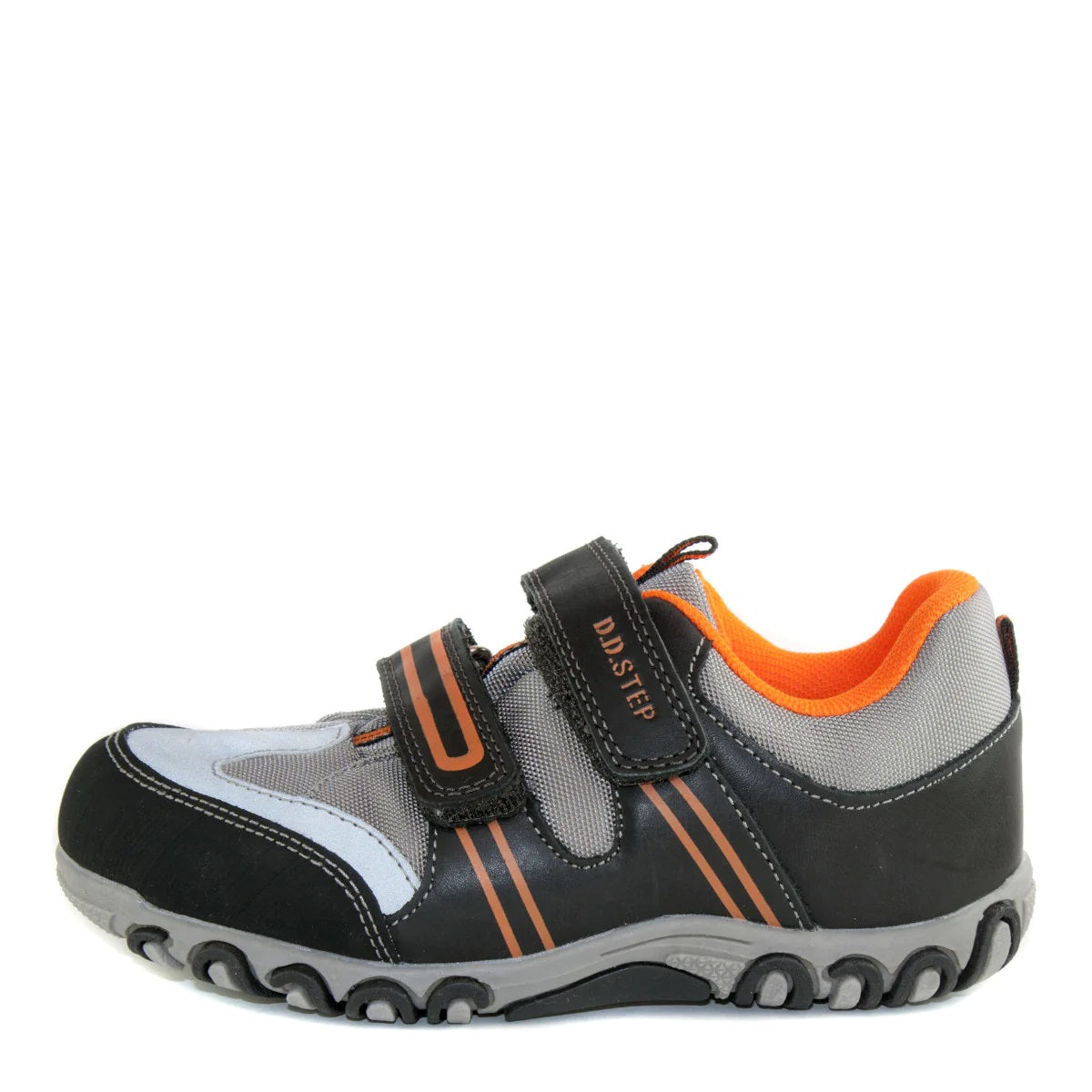 Premium quality shoes made of waterproof material and genuine leather in black and orange color and double velcro strap. Thanks to its high level of specialization, D.D. Step knows exactly what your child’s feet need, to develop properly in the various phases of growth. The exceptional comfort these shoes provide assure the well-being and happiness of your child.