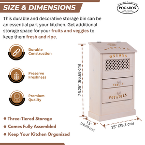 POGABOX™ Modern Potato Onion and Garlic Storage Wooden Bin Box - VANILLA FROST - shoekid.ca
