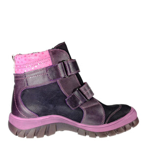 Szamos kid girl insulated boots mauve with pink heart decor little kid/big kid size - TinyShoes