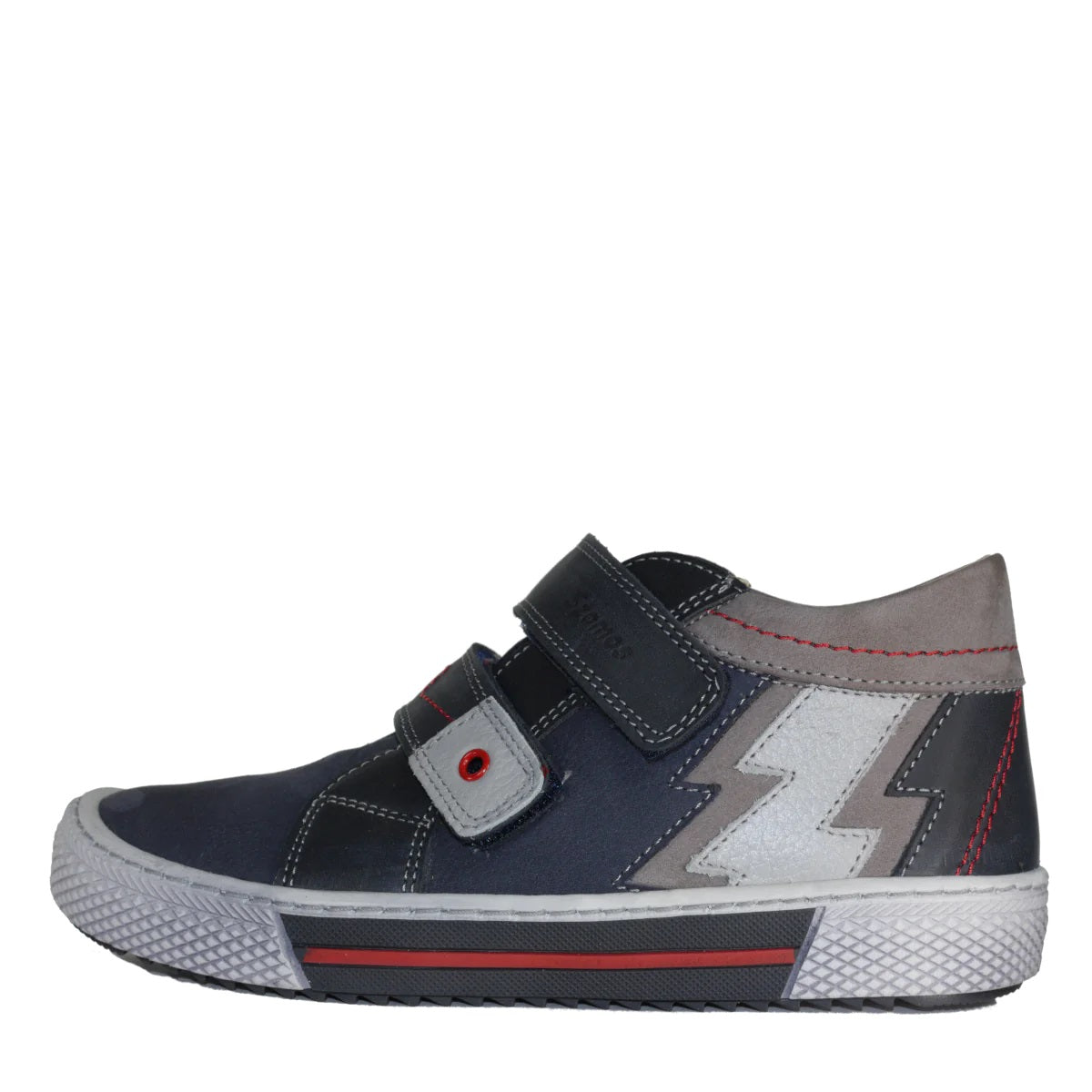 Szamos Kid Boy Sneakers Blue With White Lightning Decor - Made In Europe - shoekid.ca