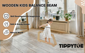 TippyToe Wooden Kids Balance Beam, Imaginative Play for Development, Coordination Motor Skills Kids Balance Board - shoekid.ca