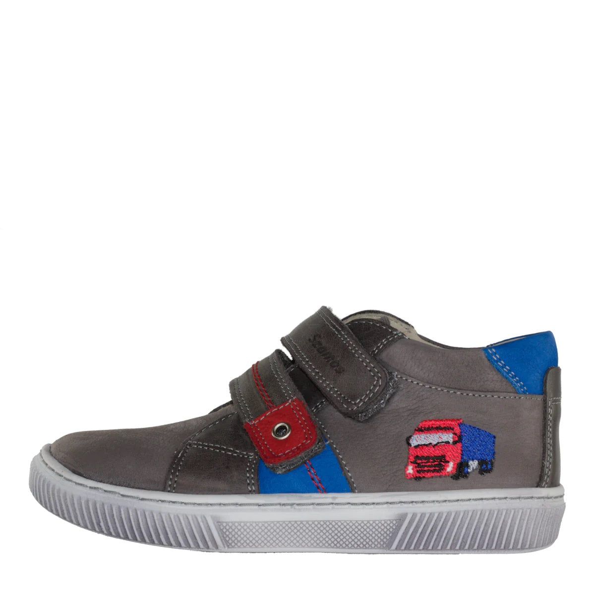 Szamos Kid Boy Sneakers Grey With Truck Decor - Made In Europe - shoekid.ca