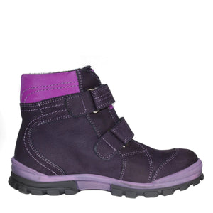 Szamos Kid Girl Boots Black And Purple With Grey Bear Pattern - Made In Europe - shoekid.ca