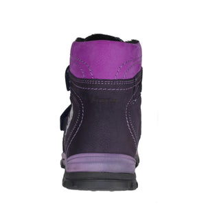 Szamos Kid Girl Boots Black And Purple With Grey Bear Pattern - Made In Europe - shoekid.ca