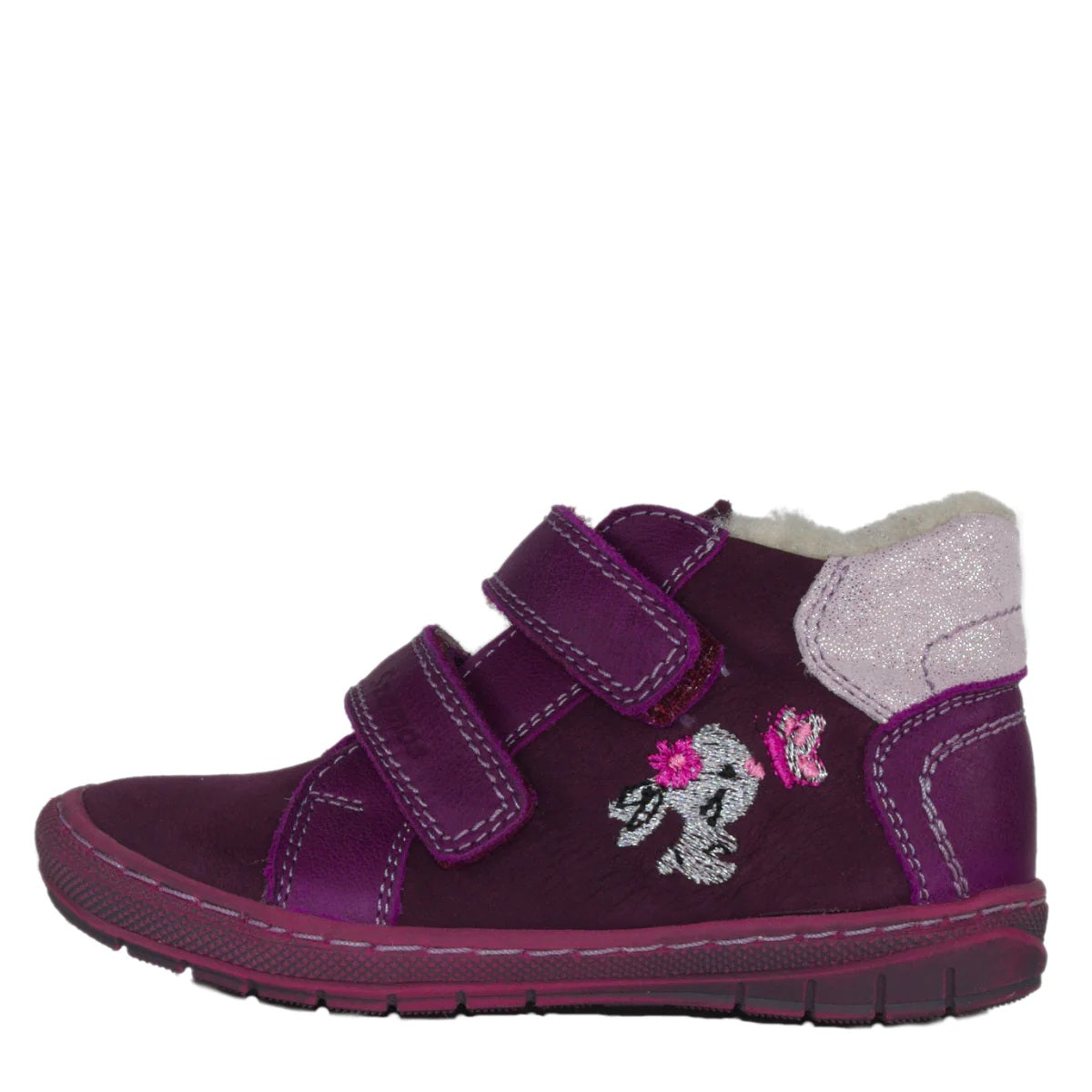 Szamos kid girl shoes burgundy with bunny and butterfly pattern toddler size