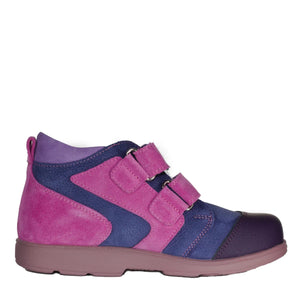 Szamos kid girl supinated sneakers purple with fuxia velcro straps and heart decor little kid/big kid size - TinyShoes