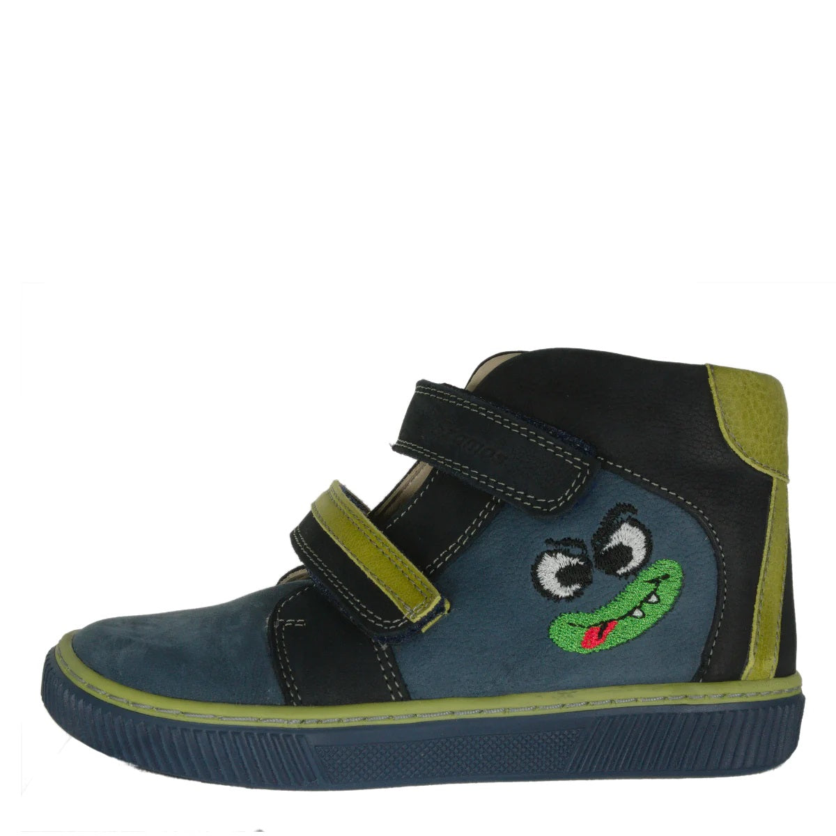 Szamos kid boy high-top shoes grey with green monster face little kid/big kid size