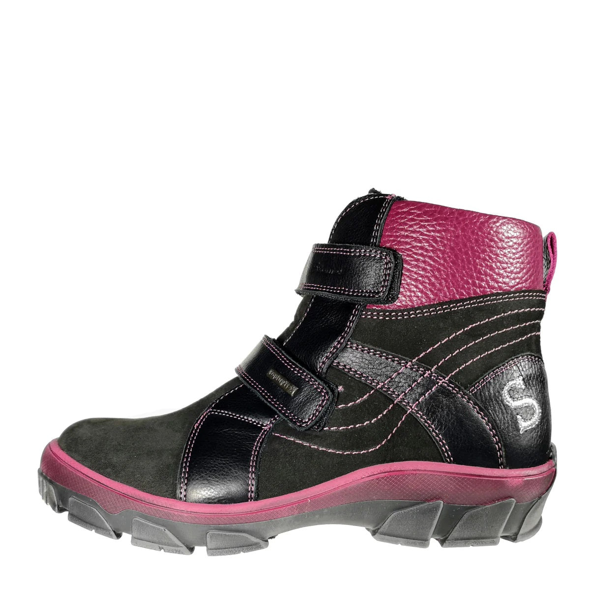 Szamos Kid Girl Winter Boots Black And Burgundy Details - Made In Europe - shoekid.ca