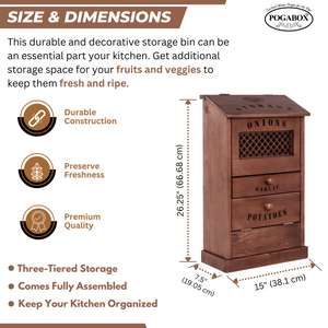 POGABOX™ Modern Potato Onion and Garlic Storage Wooden Bin Box - COZY CINNAMON - shoekid.ca