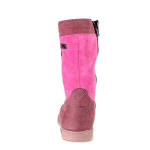 Szamos kid girl supinated boots pink and mauve with hearts and side zipper little kid/big kid size - TinyShoes
