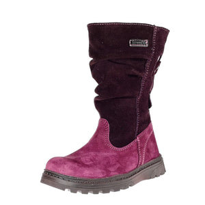 Szamos Kid Girl Winter Boots Burgundy And Mauve With Hearts And Side Zipper - Made In Europe - shoekid.ca