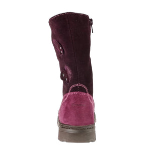 Szamos Kid Girl Winter Boots Burgundy And Mauve With Hearts And Side Zipper - Made In Europe - shoekid.ca