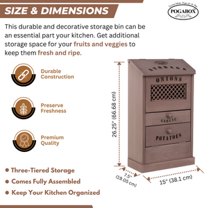 POGABOX™ Modern Potato Onion and Garlic Storage Wooden Bin Box - EARL GREY ESSENCE - shoekid.ca