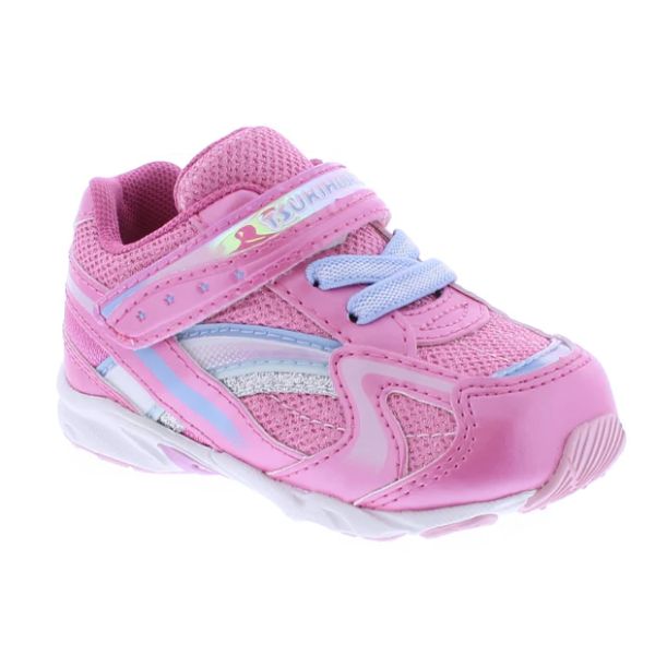 Tsukihoshi GLITZ Pink/Lt. Blue  Girls Running Shoes (Machine Washable) - shoekid.ca