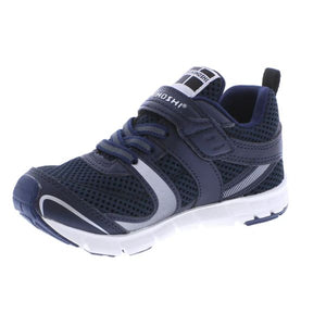 Tsukihoshi Velocity Navy/Silver Boys Running Shoes (Machine Washable) - shoekid.ca
