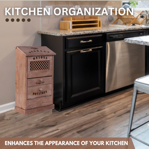 POGABOX™ Modern Potato Onion and Garlic Storage Wooden Bin Box - RUSTIC TIRAMISU - shoekid.ca