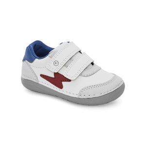 Stride Rite Boys Kennedy Infant/Toddler White/Navy Leather Shoes - shoekid.ca