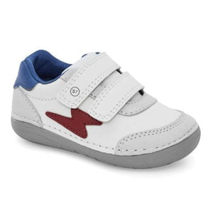 Stride Rite Boys Kennedy Infant/Toddler White/Navy Leather Shoes - shoekid.ca