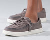 Kid&#39;s Dark Grey BILLY Classic Lace Lows with easy on and off zipper, sustainable recycled canvas, and algae bloom rubber outsole.