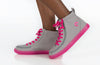 Grey/Pink BILLY Classic Lace High Tops, shoes for diabetes, plantar fasciitis, bunions, wide feet, orthotics, and wheelchair use.