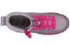 Grey/Pink BILLY Classic Lace High Tops, toddler to big kid sizes, suitable for diabetes, plantar fasciitis, and wide feet accommodations.