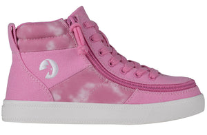 Pink Tie Dye BILLY Street High Tops for diabetes, plantar fasciitis, bunions, wide feet, wheelchair use, and orthotic support.