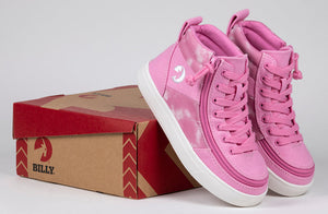Pink Tie Dye BILLY Street High Tops for diabetic, plantar fasciitis, bunions, wide feet, wheelchair use, and orthotics.