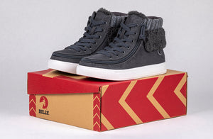 Charcoal Grey BILLY Cuffs high tops for diabetes, plantar fasciitis, bunions, wide feet, extra wide, wheelchair, and orthotics.