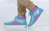 Moon BILLY Street High Tops in blue and purple, featuring easy on and off laces and zipper, perfect for toddlers and big kids.