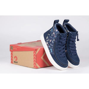 Billy Navy Space Classic Lace High Adaptive Shoes (Easy On/Off) - shoekid.ca