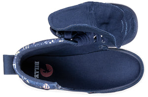 Navy Space BILLY Classic Lace High Tops with wraparound zipper, removable insoles. Shoes for diabetes, plantar fasciitis, wide feet.